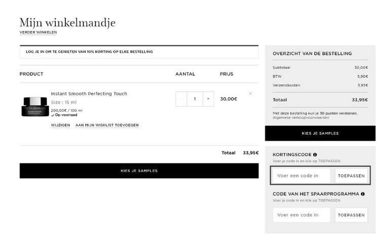 Hoe gebruik ik een Clarins kortingscode?