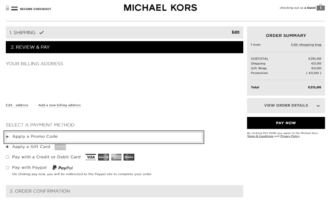 Hoe gebruik ik een Michael Kors kortingscode?