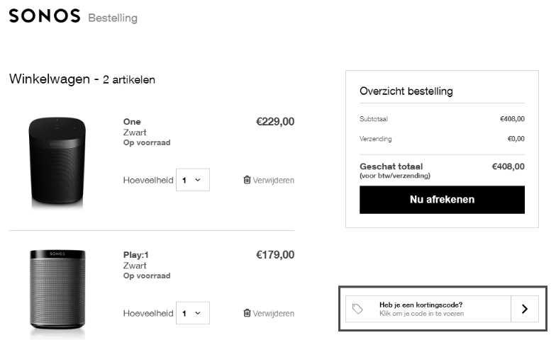 Hoe gebruik ik een Sonos kortingscode?