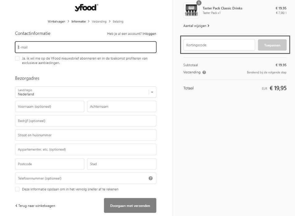 Hoe gebruik ik een Yfood kortingscode?